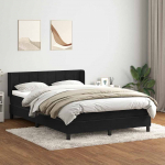 Kontinentaalvoodi madratsiga, must, 160x210 cm, samet