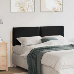 Polsterdatud Voodipeats peaga Looduslik ja must 160 cm Tahke m&auml;nd