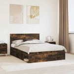 Voodiraam peatsiga Suitsetatud tamm 140 x 190 cm Tehispuit