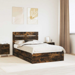 Voodiraam sahtliga suitsetatud tamm 135 x 190 cm inseneripuit