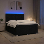 LED kastivoodiga madrats LED-ribadega Must 160 x 200 cm kangas