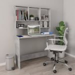 Kirjutuslaud riiulitega betoonhall 110x45x157 cm puitlaastplaat