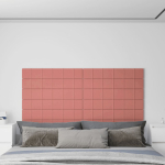 Seinapaneelid 12 tk, roosa, 90 x 15 cm, samet, 1,62 m&sup2;