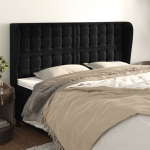 Voodipeats servadega, must, 203x23x118/128 cm, samet