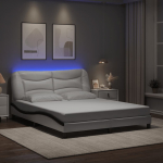 VOODIRAAM LED-TULEDEGA, VALGE JA MUST, 160 X 200 CM, KUNSTNAHK