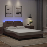 Voodiraam LED-tuledega, pruun, 140 x 190 cm, kunstnahk