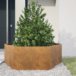 Kuusnurkne aia taimekast, 138 x 120 x 45 cm, corten teras