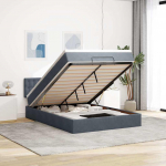 OTTOMANI VOODI MADRATSIGA JA LED, TUMEHALL, 140X190CM, SAMET