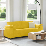 3-kohaline diivan, kollane, 220 x 77 x 82 cm, samet
