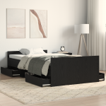 Voodiraam ilma madratsita must tamm 100x200 cm tehispuit