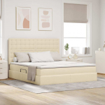 Voodi hoiukohaga ja madratsiga Kreem 180 x 200 cm Pol&uuml;ester