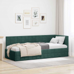 Nurga voodiraam peatsiga Tume rohelise 80 cm x 200 cm Samet