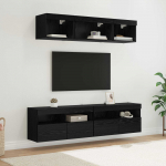 TV seinakapid koos LED-iga 5 tk Must tamm 80 x 30 x 40 cm