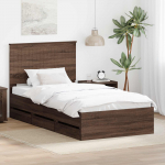 Voodiraam peatsiga sahtliga Pruun tamme 100 x 200 cm Inseneripuit