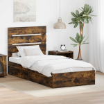 Laos voodi peaga Suitsetatud tamm 90 x 190 cm Tehispuit