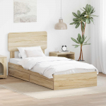 Laos voodi peaga sahtliga Sonoma tamm 90 x 190 cm Tehispuit
