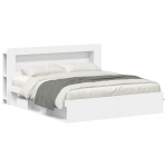 Voodiraam ladustamisega peaga Valge 180 x 200 cm Tehispuit