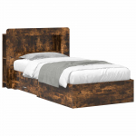 Voodiraam ladustamisega Suitsutatud tamm 100 x 200 cm Tehispuit