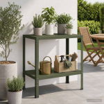 Istutuslaud 80 x 50 x 80 cm pulberv&auml;rvitud teras oliiviroheline