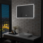 Vannitoa LED-seinapeegel puuteanduri ja ajan&auml;idikuga 100x60 cm