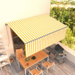 K&auml;sitsi sisset&otilde;mmatav varikatus rulooga, 4x3m, kollane/valge