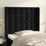 Voodipeats servadega, must, 103x16x118/128 cm, samet
