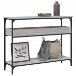Riiuliga konsoollaud, hall sonoma tamm, 100x29x75 cm, tehispuit