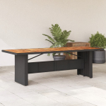 Aialaud akaatsiapuidust plaadiga, must, 240x90x75 cm, pe-rotang