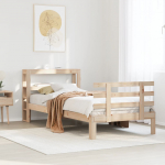 Voodiraam peatsiga, valge, 90 x 200 cm, m&auml;nnipuit
