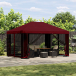 Paviljon 4 &times; 3 m Veinipunane Pol&uuml;ester ja teras 190