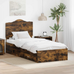 Voodiraam peatsiga Suitsetatud tamm 100 x 200 cm Tehispuit