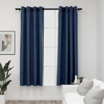 Linase v&auml;limusega pimendavad kardinad 2 tk sinine 140 x 175 cm