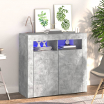 Puhvetkapp LED-tulega, betoonhall, 80 x 35 x 75 cm