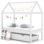 Lastevoodi raam sahtliga, valge m&auml;nnipuit, 70x140 cm