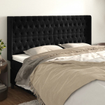 Voodipeats servadega, must, 183x16x118/128 cm, samet