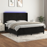 Kontinentaalvoodi madrats ja LED, must, 160x200 cm, samet