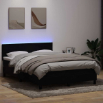 Kontinentaalvoodi madrats ja LED, must, 160x210 cm, samet
