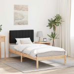 Voodiraam Pehme Peatoega Looduslik ja must 90 x 200 cm