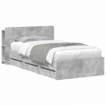 Voodiraam ladustamisega peaga Betoonhall 75 x 190 cm Tehispuit