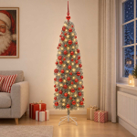 Kitsas kunstkuusk koos j&otilde;ulukuulidega 180 cm 300 LED-i