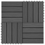 11 tk terrassiplaadid, k&otilde;rgreljeefne, wpc, 30x30 cm, 1 m&sup2;, must