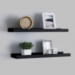 Pildiraami seinariiulid 2 tk, must, 60 x 9 x 3 cm mdf