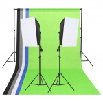 Stuudio valgustuskomplekt taustade ja softboxidega