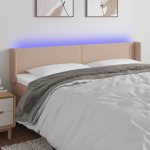 LED-voodipeats, cappuccino, 203x16x78/88 cm kunstnahk