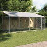 Koeraaedik, katuse ja uksega, hall, 4x2x2 m, tsingitud teras