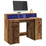 Kirjutuslaud LED-tuledega, vana puit, 120x55x91 cm, tehispuit