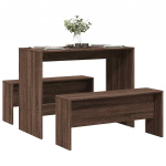 3-osaline s&ouml;&ouml;gilaua ja pingi komplekt brown oak engineered wood