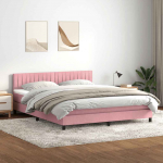Kontinentaalvoodi madrats ja LED, roosa, 180x210 cm, samet