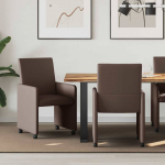 Ratastega S&ouml;&ouml;gi-toolid 2 tk Pruun 57 x 66 x 94 cm Kunstnahk