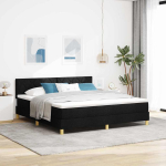 LED Box Spring Voodi LED-ribadega Must 180 x 200 cm kangas